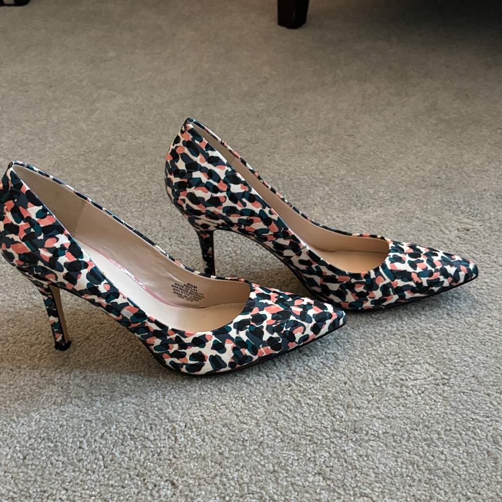 Nine West Pink & Black Patterned Pointed Toe Stiletto Pumps